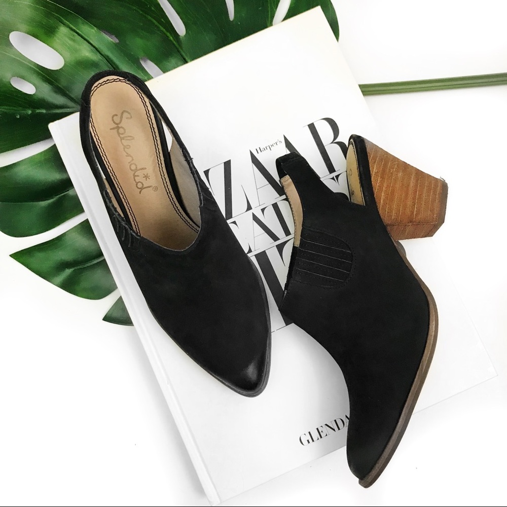 Splendid Averie black leather slingback bootie